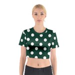 Polka Dots - White on Deep Green Cotton Crop Top