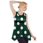 Polka Dots - White on Deep Green Side Drop Tank Tunic