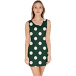 Polka Dots - White on Deep Green Bodycon Dress
