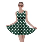 Polka Dots - White on Deep Green Skater Dress