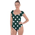 Polka Dots - White on Deep Green Short Sleeve Leotard (Ladies)