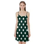 Polka Dots - White on Deep Green Satin Night Slip