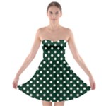 Polka Dots - White on Deep Green Strapless Bra Top Dress