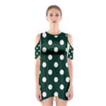 Polka Dots - White on Deep Green Women s Cutout Shoulder Dress