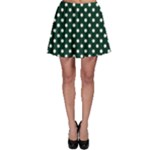 Polka Dots - White on Deep Green Skater Skirt