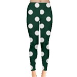 Polka Dots - White on Deep Green Women s Leggings