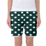 Polka Dots - White on Deep Green Women s Basketball Shorts