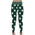 Polka Dots - White on Deep Green Yoga Leggings