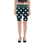 Polka Dots - White on Deep Green Yoga Cropped Leggings