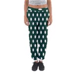 Polka Dots - White on Deep Green Women s Jogger Sweatpants