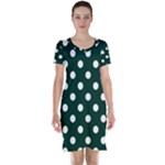 Polka Dots - White on Deep Green Short Sleeve Nightdress