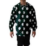 Polka Dots - White on Deep Green Hooded Wind Breaker (Kids)