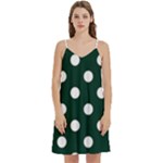 Polka Dots - White on Deep Green Women s Reversible Sports Bra with Border