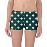 Polka Dots - White on Deep Green Reversible Boyleg Bikini Bottoms