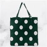 Polka Dots - White on Deep Green Grocery Tote Bag