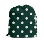 Polka Dots - White on Deep Green Drawstring Pouch (XXl)