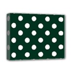 Polka Dots - White on Deep Green Deluxe Canvas 14  x 11  (Stretched)