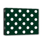 Polka Dots - White on Deep Green Deluxe Canvas 16  x 12  (Stretched)