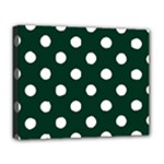 Polka Dots - White on Deep Green Deluxe Canvas 20  x 16  (Stretched)