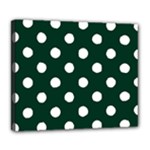 Polka Dots - White on Deep Green Deluxe Canvas 24  x 20  (Stretched)