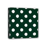 Polka Dots - White on Deep Green Mini Canvas 4  x 4  (Stretched)