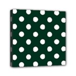 Polka Dots - White on Deep Green Mini Canvas 6  x 6  (Stretched)