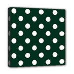Polka Dots - White on Deep Green Mini Canvas 8  x 8  (Stretched)