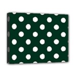 Polka Dots - White on Deep Green Canvas 10  x 8  (Stretched)
