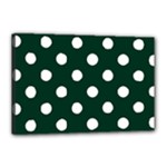 Polka Dots - White on Deep Green Canvas 18  x 12  (Stretched)