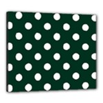 Polka Dots - White on Deep Green Canvas 24  x 20  (Stretched)