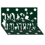 Polka Dots - White on Deep Green Happy Birthday 3D Greeting Card (8x4)