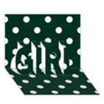 Polka Dots - White on Deep Green GIRL 3D Greeting Card (7x5)