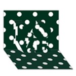Polka Dots - White on Deep Green LOVE 3D Greeting Card (7x5)