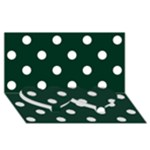 Polka Dots - White on Deep Green Twin Heart Bottom 3D Greeting Card (8x4)