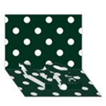 Polka Dots - White on Deep Green LOVE Bottom 3D Greeting Card (7x5)