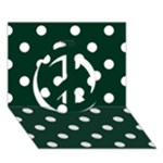 Polka Dots - White on Deep Green Peace Sign 3D Greeting Card (7x5)