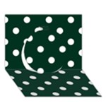 Polka Dots - White on Deep Green Circle 3D Greeting Card (7x5)