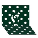 Polka Dots - White on Deep Green Ribbon 3D Greeting Card (7x5)