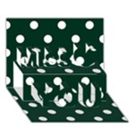 Polka Dots - White on Deep Green Miss You 3D Greeting Card (7x5)