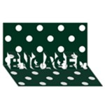 Polka Dots - White on Deep Green ENGAGED 3D Greeting Card (8x4)