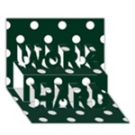 Polka Dots - White on Deep Green WORK HARD 3D Greeting Card (7x5)