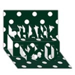 Polka Dots - White on Deep Green THANK YOU 3D Greeting Card (7x5)