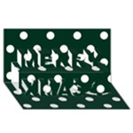 Polka Dots - White on Deep Green Merry Xmas 3D Greeting Card (8x4)