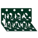 Polka Dots - White on Deep Green Happy New Year 3D Greeting Card (8x4)