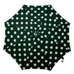 Polka Dots - White on Deep Green Hook Handle Umbrella (Large)