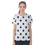 Polka Dots - Deep Green on White Women s Cotton Tee