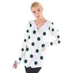 Polka Dots - Deep Green on White Women s Tie Up Tee