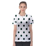 Polka Dots - Deep Green on White Women s Sport Mesh Tee