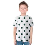Polka Dots - Deep Green on White Kid s Cotton Tee