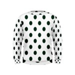 Polka Dots - Deep Green on White Kid s Sweatshirt